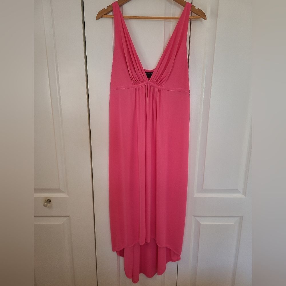 Natori Aphrodite High Low Lingerie  Gown Dress Bright Pink Size L